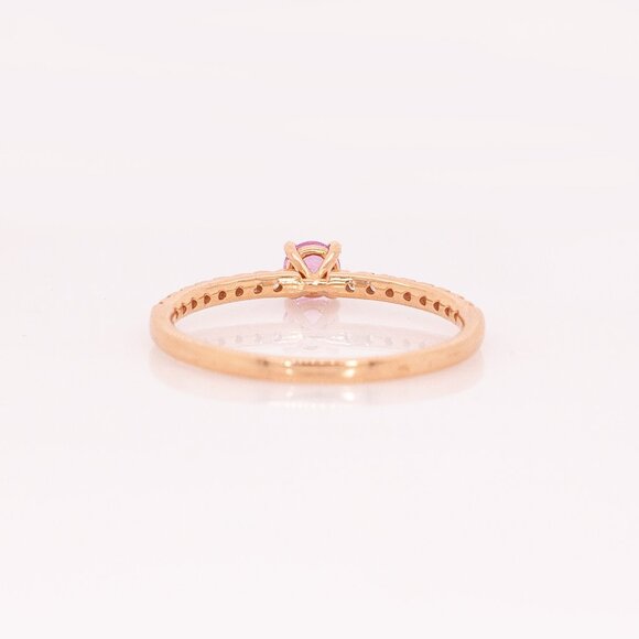 Ceylon Pink Sapphire Ring in 14K Solid Gold with Natural Diamond Accents - Picture 8 of 9